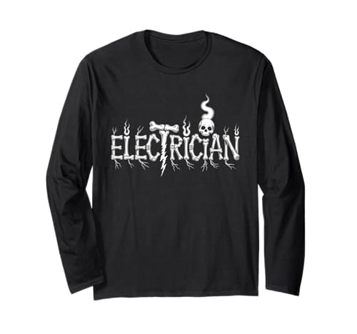 Lustiger Elektriker Halloween Totenkopf Lineman Herren Damen Langarmshirt von Spooky Halloween Electrician Skeleton Costume