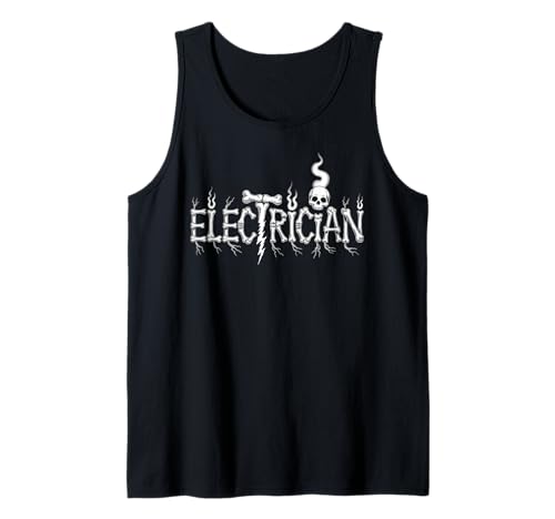Lustiger Elektriker Halloween Totenkopf Lineman Herren Damen Tank Top von Spooky Halloween Electrician Skeleton Costume