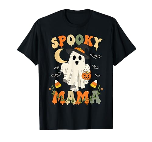 Gruselige Mama Groovy Ghost Witch Halloween Kostüm Mama T-Shirt Gruselige Mama Groovy Ghost Witch Halloween Kostüm Mama T-Shirt von Spooky Halloween Family Matching Apparel Co.