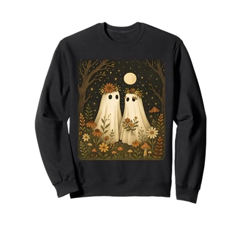 Blumenwald Niedlicher Geist Frauen Mädchen Halloween Sweatshirt von Spooky Halloween Floral Ghost Vintage