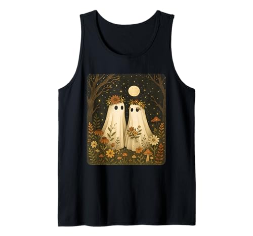 Blumenwald Niedlicher Geist Frauen Mädchen Halloween Tank Top von Spooky Halloween Floral Ghost Vintage