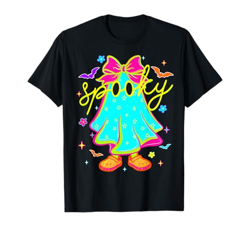 Gruselige Halloween-Geist Bunte Kokette Schleife Mädchen Frauen T-Shirt Gruselige Halloween-Geist Bunte Kokette Schleife Mädchen Frauen T-Shirt von Spooky Halloween Ghost Colorful Coquette Bow Tee