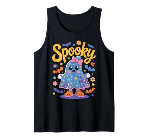 Spooky Halloween Ghost Colorful Coquette Bow Girl Women Tank Top von Spooky Halloween Ghost Colorful Coquette Bow Tee
