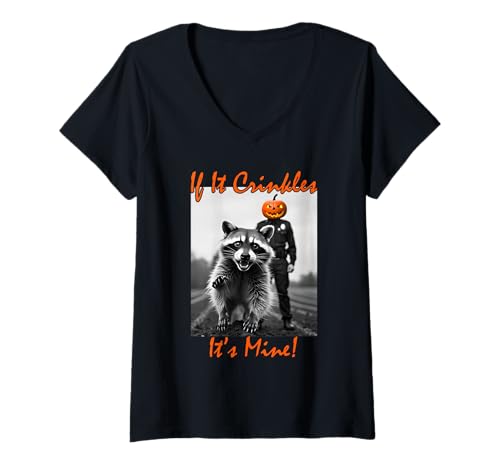 Damen Wenn es knirscht, ist es meins! T-Shirt mit V-Ausschnitt Damen Wenn es knirscht, ist es meins! T-Shirt mit V-Ausschnitt von Spooky Halloween Raccoon Vibes