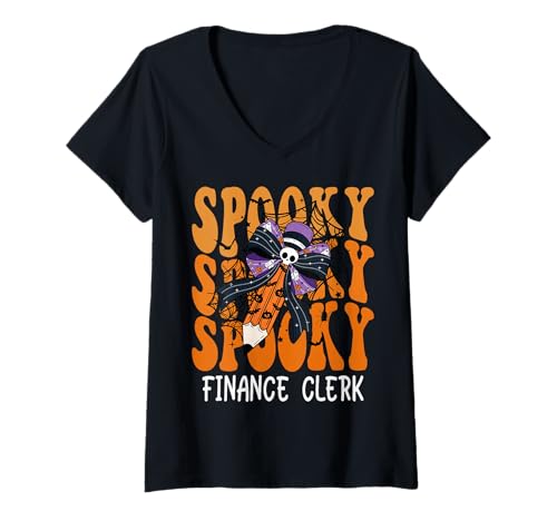 Damen Gruselige Finanzangestellte, Halloween-Schule T-Shirt mit V-Ausschnitt Damen Gruselige Finanzangestellte, Halloween-Schule T-Shirt mit V-Ausschnitt von Spooky Halloween for Teachers And Students