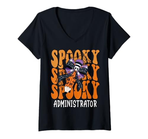 Damen Gruseliger Administrator Halloween Schule T-Shirt mit V-Ausschnitt Damen Gruseliger Administrator Halloween Schule T-Shirt mit V-Ausschnitt von Spooky Halloween for Teachers And Students