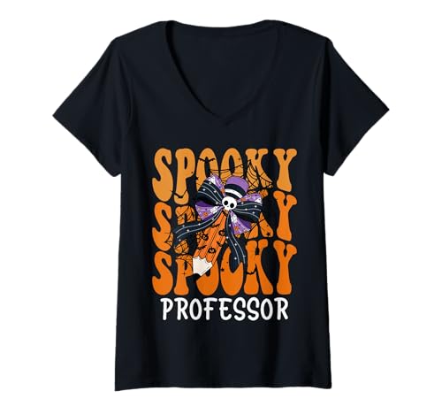 Damen Gruseliger Professor Halloween Schule T-Shirt mit V-Ausschnitt Damen Gruseliger Professor Halloween Schule T-Shirt mit V-Ausschnitt von Spooky Halloween for Teachers And Students