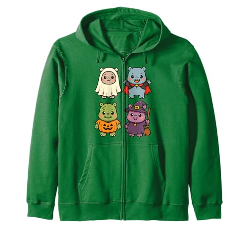 Lustiges Nilpferd Halloween Geist Hexe Zombie Kostüm für Jungen Kapuzenjacke von Spooky Hippo Halloween Costumes Co