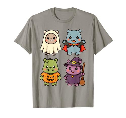 Lustiges Nilpferd Halloween Geist Hexe Zombie Kostüm für Jungen T-Shirt von Spooky Hippo Halloween Costumes Co
