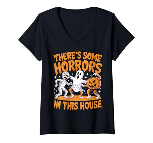 Damen Lustiger Geist – Halloween-Schrecken in diesem Haus T-Shirt mit V-Ausschnitt Damen Lustiger Geist – Halloween-Schrecken in diesem Haus T-Shirt mit V-Ausschnitt von Spooky Humor Collection