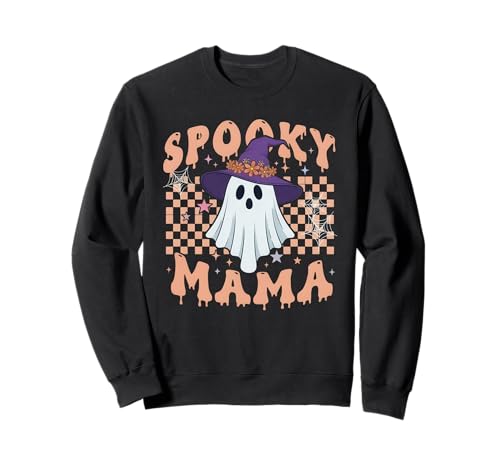 Gruselige Mama Geist Hexenhut Halloween Retro Mama Sweatshirt von Spooky Mama Halloween Retro Ghost
