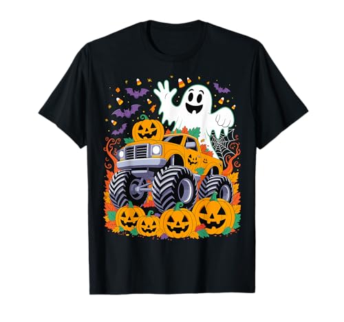 Ghost Monster Truck Kürbis Halloween Kostüm Kleinkind Jungen T-Shirt von Spooky Monster Truck Ghost Pumpkin Halloween Vibes
