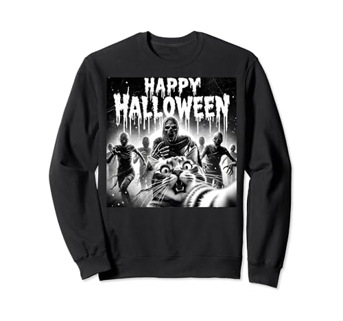 Mummy Halloween Kostüm Herren Damen Mama Angst Katze Selfie Sweatshirt von Spooky Mummy Halloween Graphic Cat Selfie Shirt