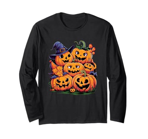 Pumpkin Patch Crew Halloween Gesichter Langarmshirt Pumpkin Patch Crew Halloween Gesichter Langarmshirt von Spooky Pumpkin Halloween Fun Vibes