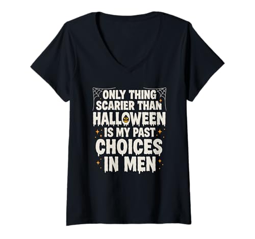 Damen Lustiges Halloween-Grusel-Dating vergangene Entscheidungen bei Männern T-Shirt mit V-Ausschnitt Damen Lustiges Halloween-Grusel-Dating vergangene Entscheidungen bei Männern T-Shirt mit V-Ausschnitt von Spooky Sass Designs
