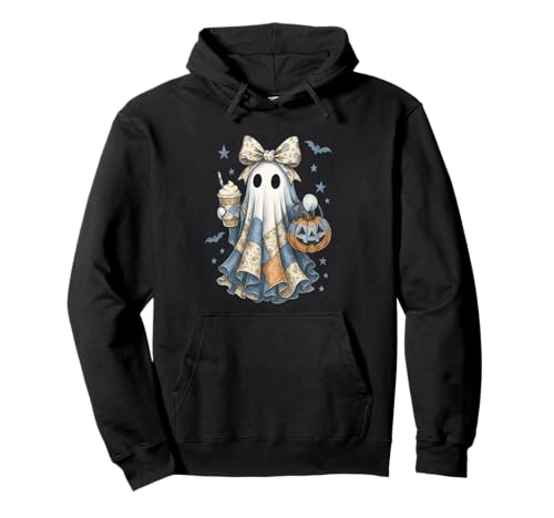 Halloween Patchwork Ghost Coquette Boo Shirt Cute Fall Women Pullover Hoodie von Spooky Season Coquette Bow Patchwork Ghost NS