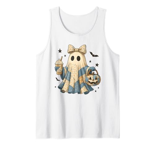 Halloween Patchwork Ghost Coquette Boo Shirt Cute Fall Women Tank Top von Spooky Season Coquette Bow Patchwork Ghost NS