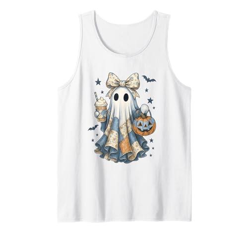 Halloween Patchwork Ghost Coquette Boo Shirt Cute Fall Women Tank Top von Spooky Season Coquette Bow Patchwork Ghost NS