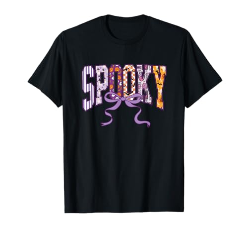 Gruseliges Halloween-Hemd, niedliche Geister, Kürbisse, Schleife, Damen, Kinder T-Shirt von Spooky Season Cute Halloween Letter Tee Co.