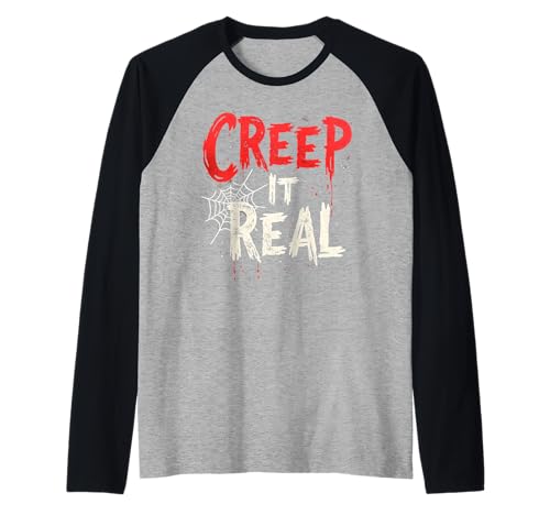 Lustiges Halloween Creep It Real Design für Erwachsene Männer Frauen Raglan von Spooky Season Halloween Holiday Fall Present Gift