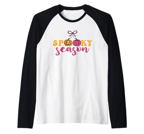 Gruselige Jahreszeit Kürbis Kirschen Halloween Männer Frauen Kinder Raglan von Spooky Season Pumpkin Cherries Halloween