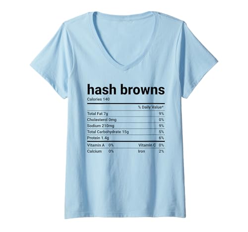 Damen Halloween Hash Browns Nutrition Kostüm Grafik T-Shirt mit V-Ausschnitt Damen Halloween Hash Browns Nutrition Kostüm Grafik T-Shirt mit V-Ausschnitt von Spooky Snack Facts Collective