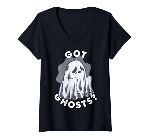 Damen Hast du Geister? Süßes, gespenstisches Design T-Shirt mit V-Ausschnitt Damen Hast du Geister? Süßes, gespenstisches Design T-Shirt mit V-Ausschnitt von Spooky Specter Designs