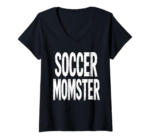 Damen Fußball Momster Halloween T-Shirt mit V-Ausschnitt Damen Fußball Momster Halloween T-Shirt mit V-Ausschnitt von Spooky Sports Apparel