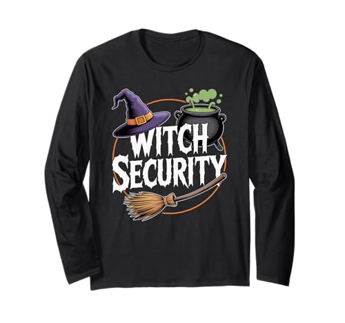 Hexensicherheit lustiges Halloween-Kostüm Papa Mama Gruppe Langarmshirt von Spooky Squad Apparel Co.