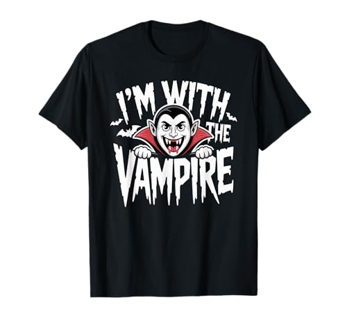 Ich Bin mit dem Vampir Halloween-Kostüm Papa Mama Gruppe Paare T-Shirt Ich Bin mit dem Vampir Halloween-Kostüm Papa Mama Gruppe Paare T-Shirt von Spooky Squad Apparel Co.