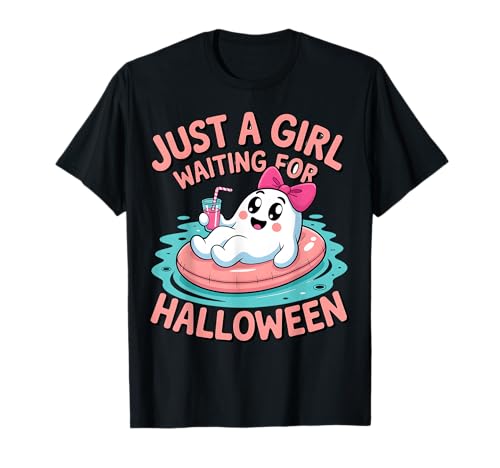 Nur EIN Mädchen wartet auf Halloween Cute Ghost Float T-Shirt von Spooky Summer Halloween Ghost Girl Pool Day Tee