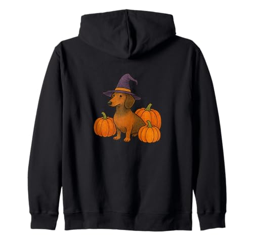 Dackel Hexe Halloween Kürbis Patch Magic Kapuzenjacke von Spooky Tails Collectives