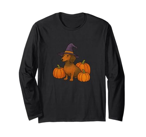 Dackel Hexe Halloween Kürbis Patch Magic Langarmshirt von Spooky Tails Collectives