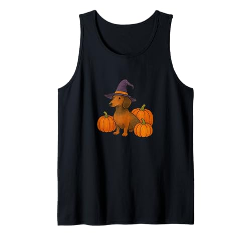 Dackel Hexe Halloween Kürbis Patch Magic Tank Top von Spooky Tails Collectives