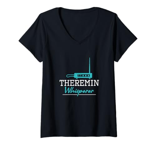 Damen Theremin-Flüsterer Lustige Theremin-Praktizierende Thereministen T-Shirt mit V-Ausschnitt von Spooky Theremin Vibes
