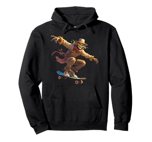 Gruseliges gruseliges Halloween-Skelett Vogelscheuche Skater Junge Mädchen Pullover Hoodie von Spooky Trick or Treat Halloween Inc