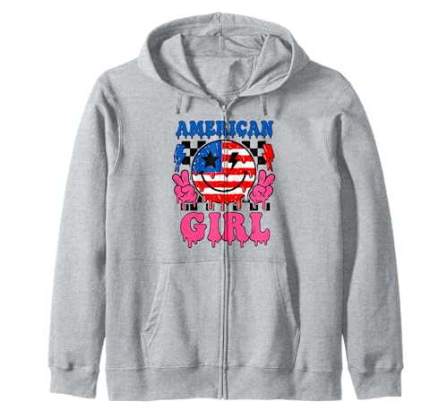 Dripping Retro American Patriotic Girl USA Cool 4. Juli Kapuzenjacke Dripping Retro American Patriotic Girl USA Cool 4. Juli Kapuzenjacke von SpookyVibes Apparel Co