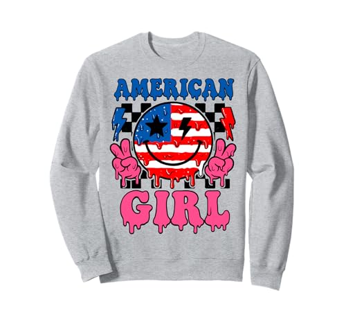 Dripping Retro American Patriotic Girl USA Cool 4. Juli Sweatshirt Dripping Retro American Patriotic Girl USA Cool 4. Juli Sweatshirt von SpookyVibes Apparel Co