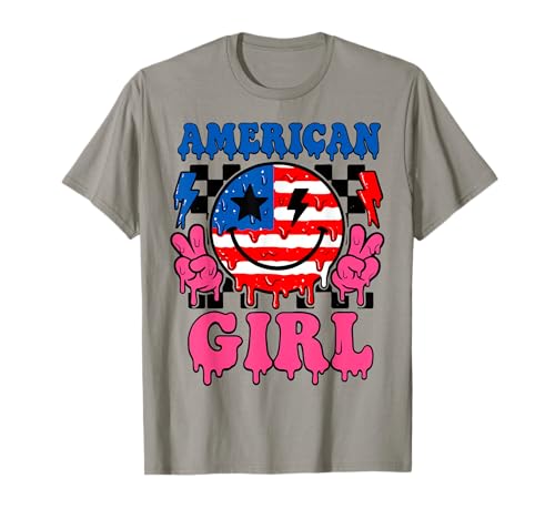 Dripping Retro American Patriotic Girl USA Cool 4. Juli T-Shirt von SpookyVibes Apparel Co