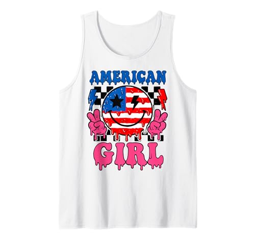 Dripping Retro American Patriotic Girl USA Cool 4. Juli Tank Top von SpookyVibes Apparel Co
