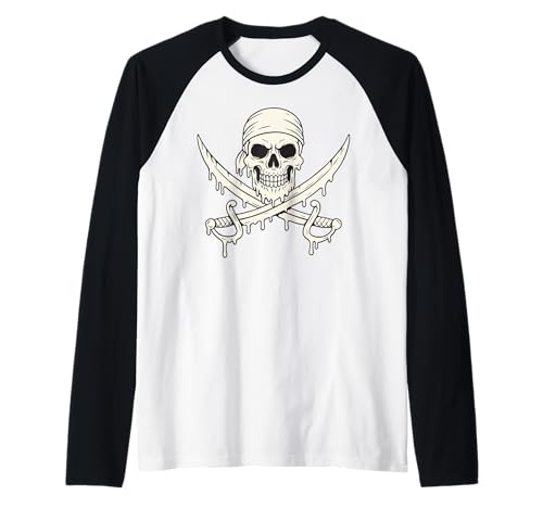 Piratenschädel Tropfende gekreuzte Schwerter Kinder Jungen Halloween Raglan Piratenschädel Tropfende gekreuzte Schwerter Kinder Jungen Halloween Raglan von SpookyVibes Apparel Co