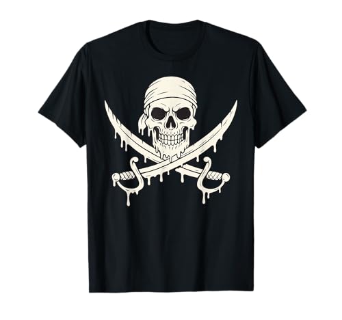 Piratenschädel Tropfende gekreuzte Schwerter Kinder Jungen Halloween T-Shirt Piratenschädel Tropfende gekreuzte Schwerter Kinder Jungen Halloween T-Shirt von SpookyVibes Apparel Co