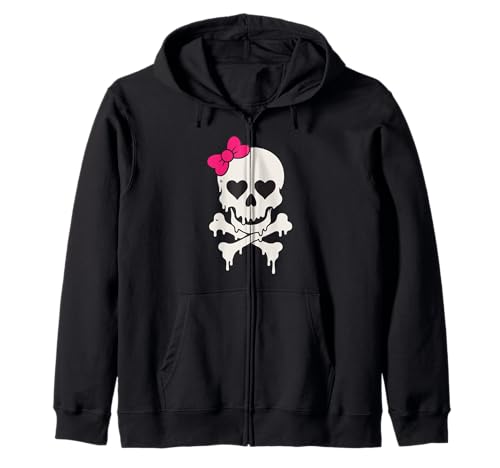 Süßer tropfender Totenkopf rosa Schleife gekreuzte Knochen Halloween Frauen Mädchen Kapuzenjacke Süßer tropfender Totenkopf rosa Schleife gekreuzte Knochen Halloween Frauen Mädchen Kapuzenjacke von SpookyVibes Apparel Co
