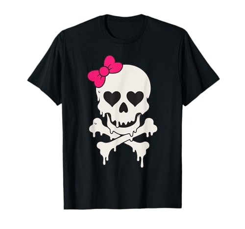 Süßer tropfender Totenkopf rosa Schleife gekreuzte Knochen Halloween Frauen Mädchen T-Shirt Süßer tropfender Totenkopf rosa Schleife gekreuzte Knochen Halloween Frauen Mädchen T-Shirt von SpookyVibes Apparel Co