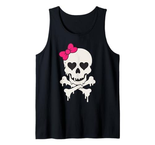 Süßer tropfender Totenkopf rosa Schleife gekreuzte Knochen Halloween Frauen Mädchen Tank Top Süßer tropfender Totenkopf rosa Schleife gekreuzte Knochen Halloween Frauen Mädchen Tank Top von SpookyVibes Apparel Co