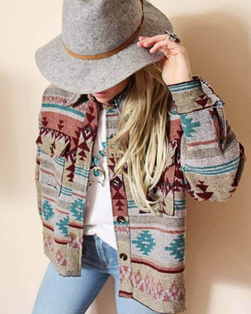 strick-Shirt-Jacke Wüsten-Boho-Vintage-Inspirierter Mantel Für Frauen von SpoolNo72