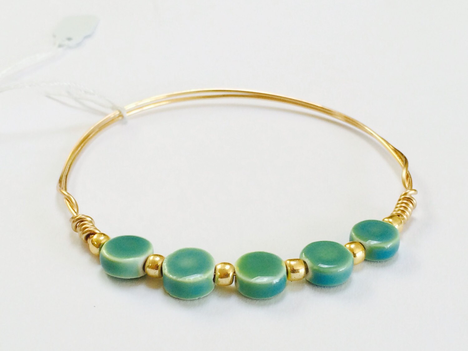 Halbmond-Türkis-Armreif-Muttertag von SpoolandWireJewelry