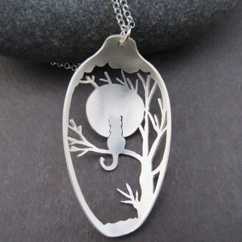 Katze Mond Kette Besteck Schmuck, Sterling Silber Kette von SpoonTales