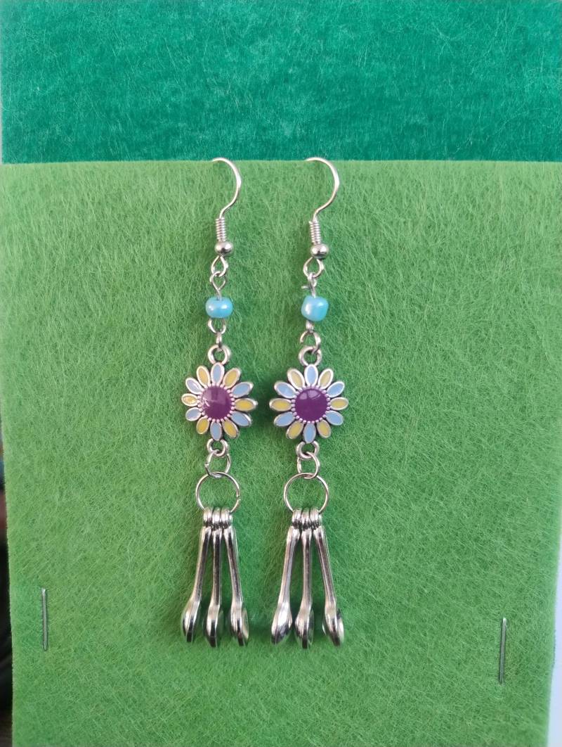 Spoonie Ohrringe - Hängeohrringe Mit Löffel Charm & Blume Chronic Illness Awareness Jewellery Mecfs Fibromyalgie von SpoonieAndSparkly