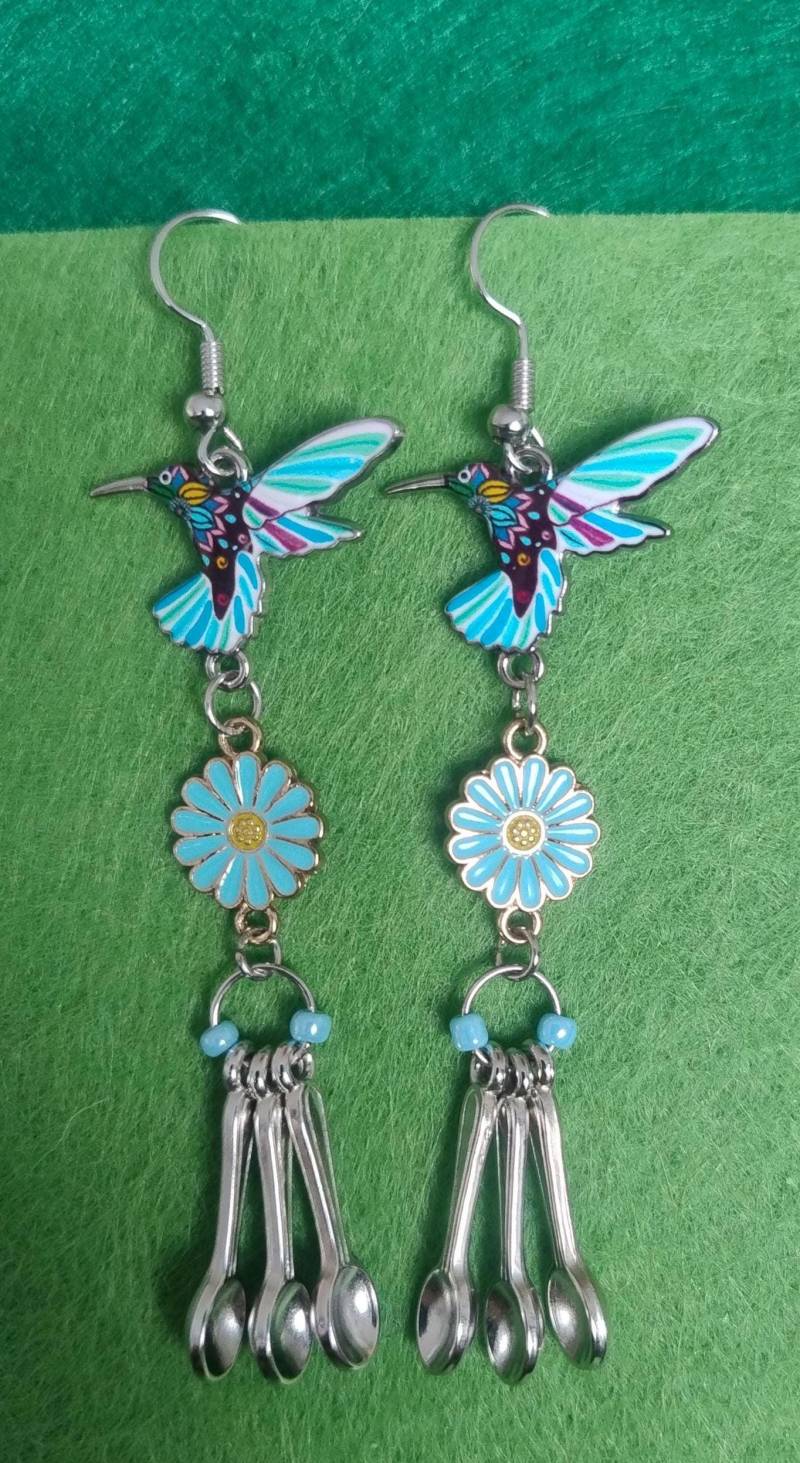 Spoonie Ohrringe - Hängeohrringe Mit Löffel Charm & Kolibri Chronic Illness Awareness Jewellery Mecfs Fibromyalgie von SpoonieAndSparkly